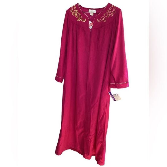 Vintage Coronet Women’s Dark Pink Full Length Velour Robe 1X - Picture 1 of 8